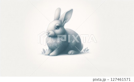 A Fluffy Grey Rabbit Illustration on a Light Blue Background A Fluffy Grey Rabbit Illustration on a Light Blue Background 127461571