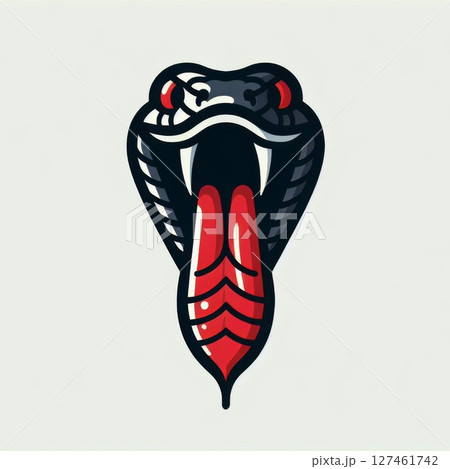 Pixel Art Cobra Illustration Black Red Tongue Fangs 127461742