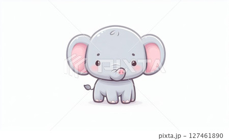 Adorable Grey Pixel Art Baby Elephant Illustration 127461890