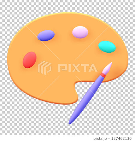 Colorful Artist Palette Icon with Paintbrush, 3D Rendering Colorful Artist Palette Icon with Paintbrush, 3D Rendering 127462130