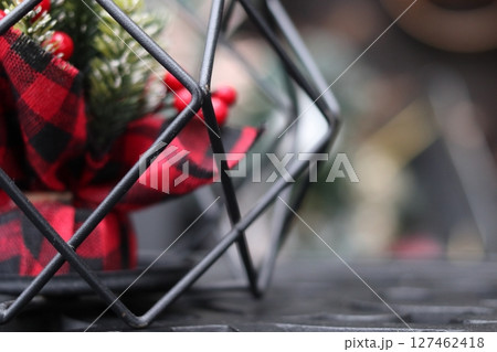 Festive decorations on the street in Chisinau. 127462418
