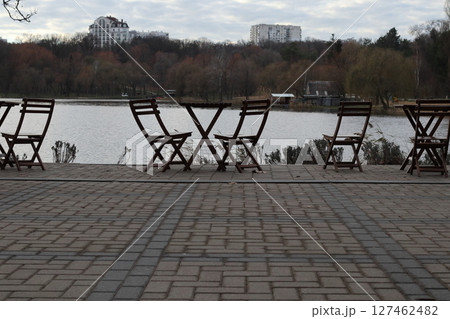 Morning in the park by the lake. 127462482