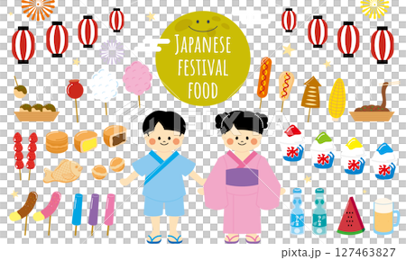 夏祭りのイラストセット 127463827