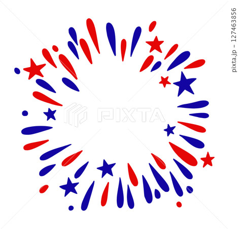 Vector round frame, fireworks for American Independence Day. 127463856