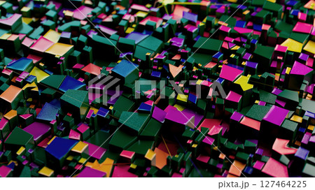"Vibrant Geometry: An Abstract Tapestry of Colorful Shapes and Textures" 127464225