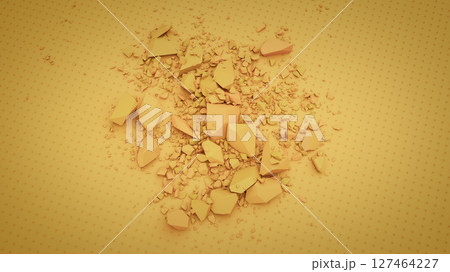 Cluster of Broken Yellow Stones on Dotted Background Cluster of Broken Yellow Stones on Dotted Background 127464227