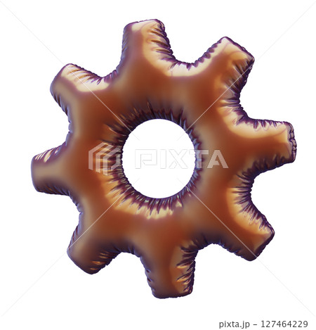 Metallic Industrial Gear Shaped Like a Balloon on White Background Metallic Industrial Gear Shaped Like a Balloon on White Background 127464229