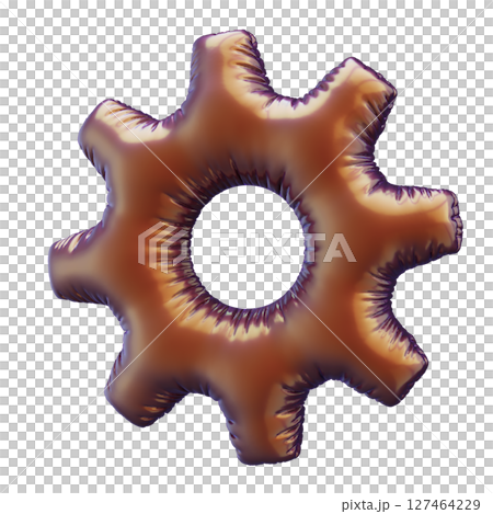 Metallic Industrial Gear Shaped Like a Balloon on White Background Metallic Industrial Gear Shaped Like a Balloon on White Background 127464229