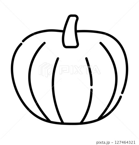 Pumpkin black and white vector line icon Pumpkin black and white vector line icon 127464321