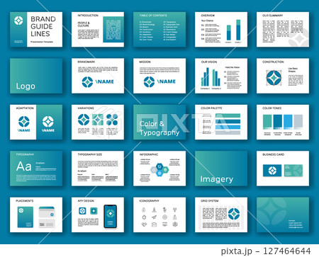 Logo guidebook. Brand identity layout. Corporate visual style. Presentation mockup. Logotype design rules. Logo guidebook. Brand identity layout. Corporate visual style. Presentation mockup. Logotype design rules. 127464644