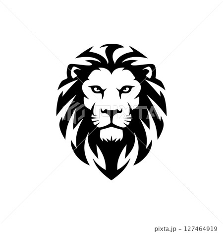 Illustration of a head of lion. Lion head mascot. Design element for logo, label, sign, poster, card. Vector illustration Illustration of a head of lion. Lion head mascot. Design element for logo, label, sign, poster, card. Vector illustration 127464919