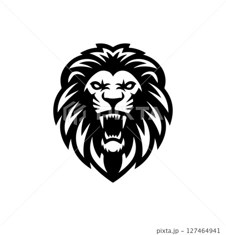 Illustration of a head of lion. Lion head mascot. Design element for logo, label, sign, poster, card. Vector illustration 127464941