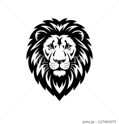 Illustration of a head of lion. Lion head mascot. Design element for logo, label, sign, poster, card. Vector illustration 127465075