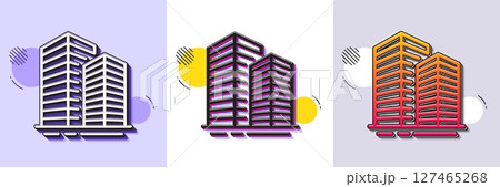Skyscraper buildings line icon. Halftone dotted pattern. Gradient icon with grain shadow. City architecture sign. Town symbol. Line skyscraper buildings icon. Various designs. Vector Skyscraper buildings line icon. Halftone dotted pattern. Gradient icon with grain shadow. City architecture sign. Town symbol. Line skyscraper buildings icon. Various designs. Vector 127465268