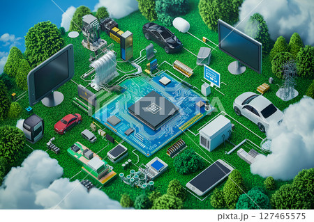 半導体がつくる未来都市  テクノロジーと持続可能な社会の融合 半導体がつくる未来都市  テクノロジーと持続可能な社会の融合 127465575