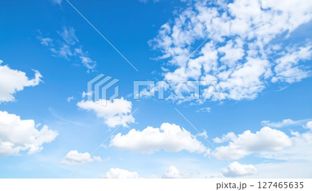 《AI画像》真っ青な空と白い雲 127465635