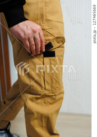Men's green casual sweatpants with pockets. Lightweight summer pants for men. Men's green casual sweatpants with pockets. Lightweight summer pants for men. 127465669