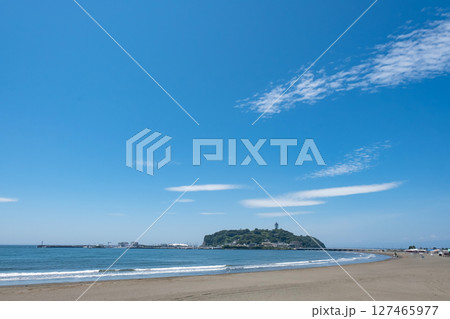 湘南の海 江の島と大空 湘南の海 江の島と大空 127465977