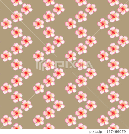 Pink plumeria flower seamless pattern. Hand painted watercolor illustration. Ideal for spa branding, tropical packaging, summer wedding decor, textile design, greeting cards. Vertical. Mocha Pink plumeria flower seamless pattern. Hand painted watercolor illustration. Ideal for spa branding, tropical packaging, summer wedding decor, textile design, greeting cards. Vertical. Mocha 127466079