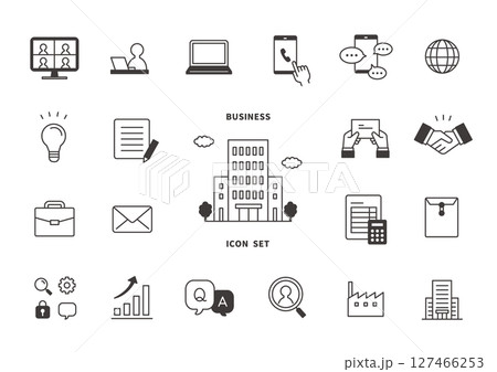 ビジネス関連のアイコン風イラスト 127466253