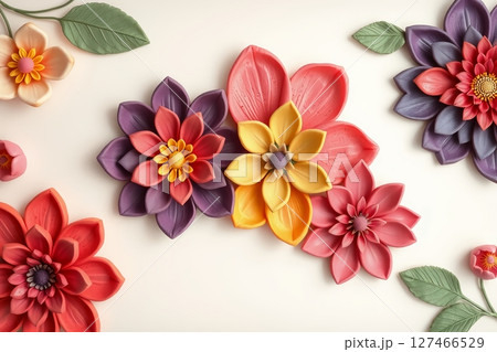 Colorful stylized floral arrangement on a white background Colorful stylized floral arrangement on a white background 127466529