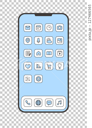 智慧型手機應用程式螢幕和圖示集（簡單線條畫） 127466565