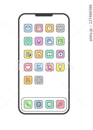 スマートフォンのアプリ画面とアイコンセット 127466566