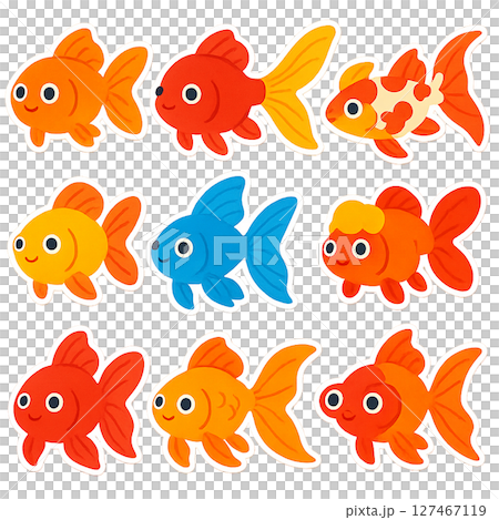 Illustration set of various goldfish 127467119
