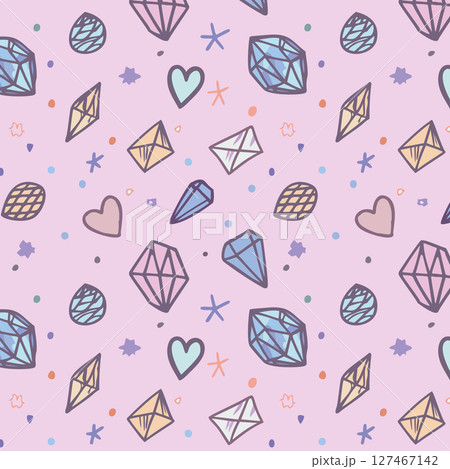 Pastel gems and hearts pattern. Vector Pastel gems and hearts pattern. Vector 127467142