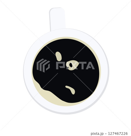 Hot black coffee top view. Vector 127467226