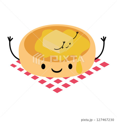 Cute muffin with butter. Vector 127467230
