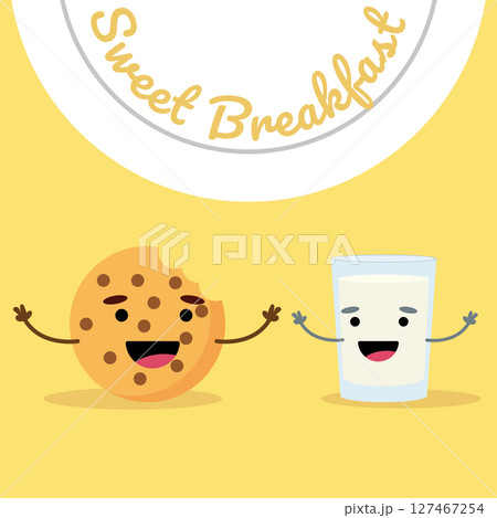 Cookie and milk buddies. Vector 127467254