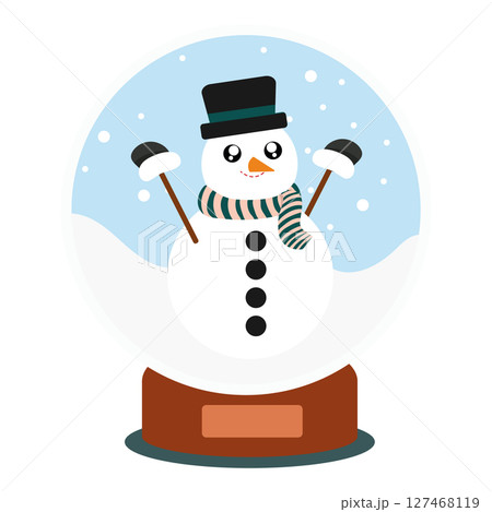 Snowman inside snow globe. Vector 127468119