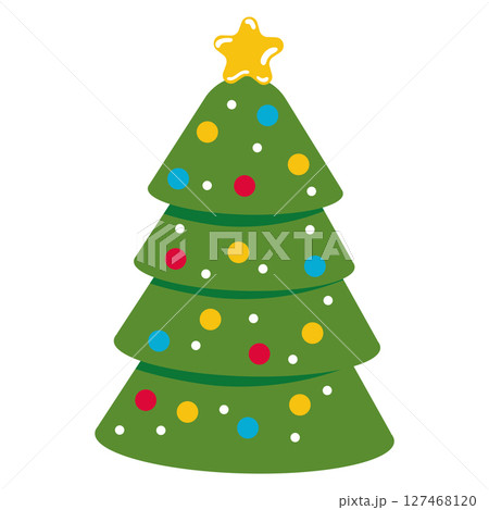 Decorated Christmas tree icon. Vector 127468120