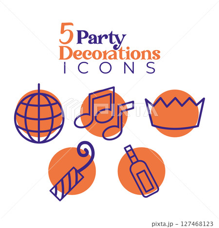Simple five icon party set. Vector 127468123