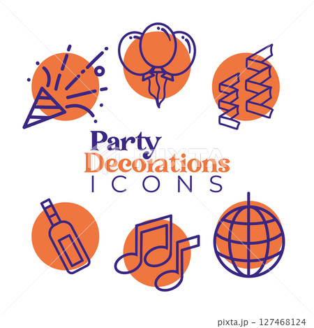 Outlined icons for parties. Vector 127468124