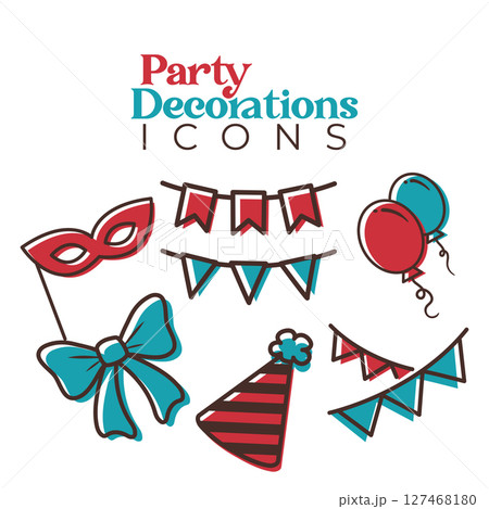 Party icon set with decor. Vector Party icon set with decor. Vector 127468180