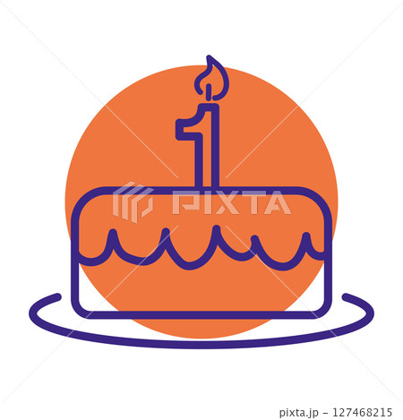 First birthday cake icon. Vector 127468215