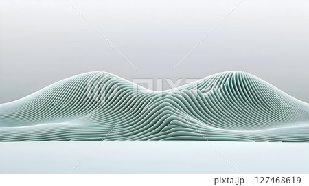 Abstract Teal Layered Waves Against a Neutral Background 127468619