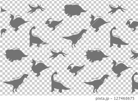 Illustration with lots of popular dinosaurs (all-over pattern/background) 127468675