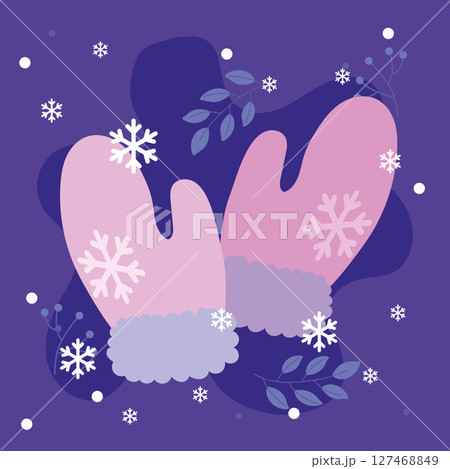 Pink mittens winter gloves. Vector Pink mittens winter gloves. Vector 127468849