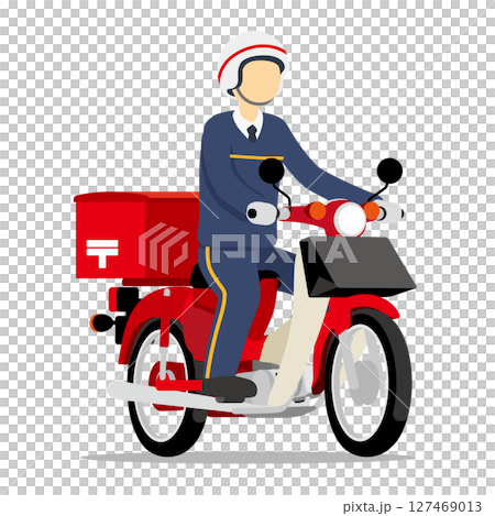 郵便配達 サイドビューA 127469013