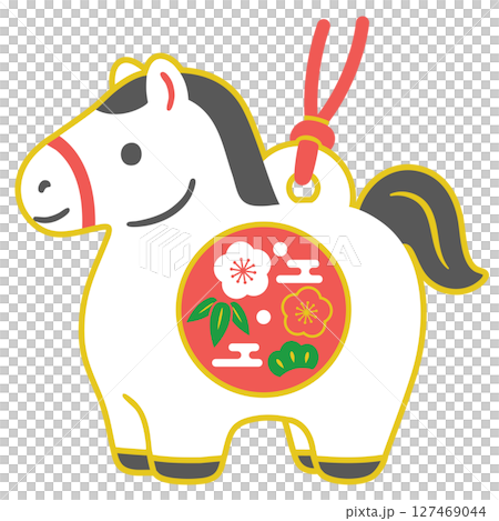 馬黏土鈴鐺幸運符圖示插圖[白色] 127469044