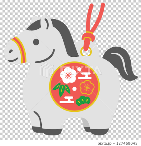 Horse clay bell lucky icon illustration [white, no border] 127469045