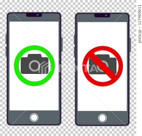 Illustrations showing where photography is prohibited and allowed 127469611