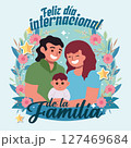 Happy family with baby. Vector 127469684