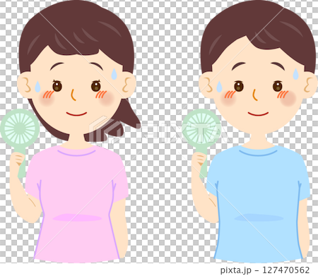 手持風扇的男女 手持風扇的男女 127470562