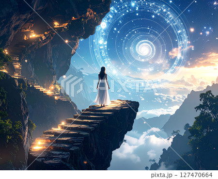 光の中の階段を上る女性 光の中の階段を上る女性 127470664