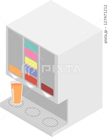 アイソメトリックなドリンクバーの機械のイメージ素材 127471212