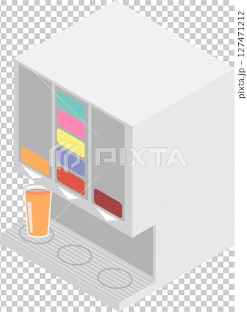アイソメトリックなドリンクバーの機械のイメージ素材 127471212